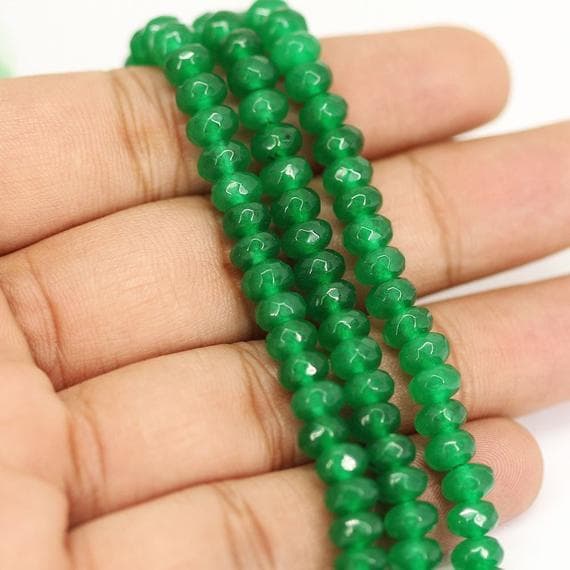 1 strand emerald jade rondelle faceted 15'' long strand gemstone beads, jewelry supplies for jewelry making, bulk beads, for meditation jewellery for Reiki Healing  gemstone 6mm