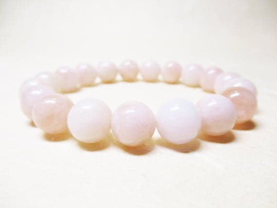 Blush Jewelry 10mm Stretchable pink Pink Morganite Bracelet Round, Smooth 7.5" for mens, womens, GF, BF, Adults.