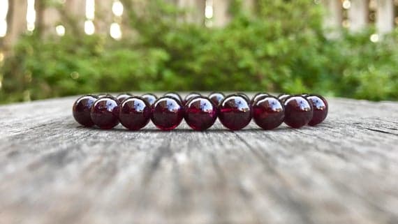Super sale 9mm Stretchable Red Garnet Bracelet Round, Smooth 7" for mens, womens, gf, bf & Adult.