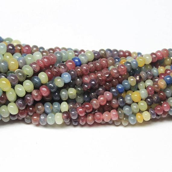 1 strand multi sapphire rondelle smooth 8'' long strand gemstone beads, jewelry supplies for jewelry making, bulk beads, for meditation jewellery for Reiki Healing  gemstone 5mm to 7mm