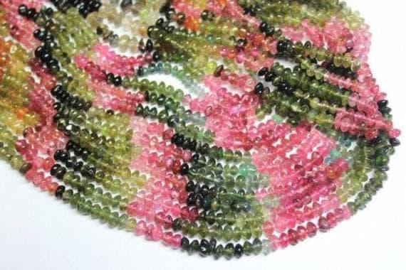 1 strand multi tourmaline rondelle smooth 13'' long strand gemstone beads, jewelry supplies for jewelry making, bulk beads, for meditation jewellery for Reiki Healing  gemstone 4mm to 3mm