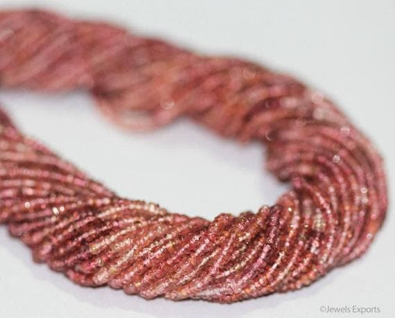 1 strand pink tourmaline rondelle smooth 14'' long strand gemstone beads, jewelry supplies for jewelry making, bulk beads, for meditation jewellery for Reiki Healing  gemstone 2.5mm
