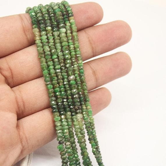 1 strand shaded green garnet rondelle faceted 13'' long strand gemstone beads, jewelry supplies for jewelry making, bulk beads, for meditation jewellery for Reiki Healing  gemstone 3mm