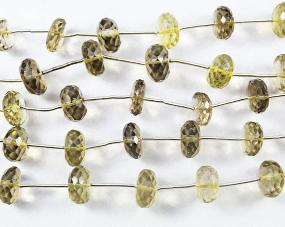 1 strand bio lemon quartz rondelle faceted 7'' long strand gemstone beads, jewelry supplies for jewelry making, bulk beads, for meditation jewellery for Reiki Healing  gemstone 13mm