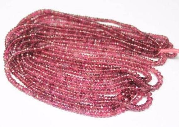 1 strand pink rubellite tourmaline rondelle faceted 8'' long strand gemstone beads, jewelry supplies for jewelry making,  for meditation jewellery for Reiki Healing  gemstone 3mm to 4mm