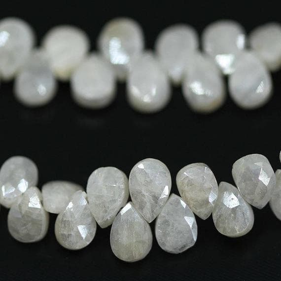 1 strand silverite diamond pear drop faceted 8'' long strand gemstone beads, jewelry supplies for jewelry making, bulk beads, for meditation jewellery for Reiki Healing  gemstone 5mm to 6mm