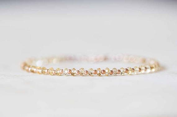 24k gold Empath Protection 3-3.5mm Yellow Citrine stacking Bracelet Rondelle , Faceted 18cm for mens, womens, gf, bf and adults.