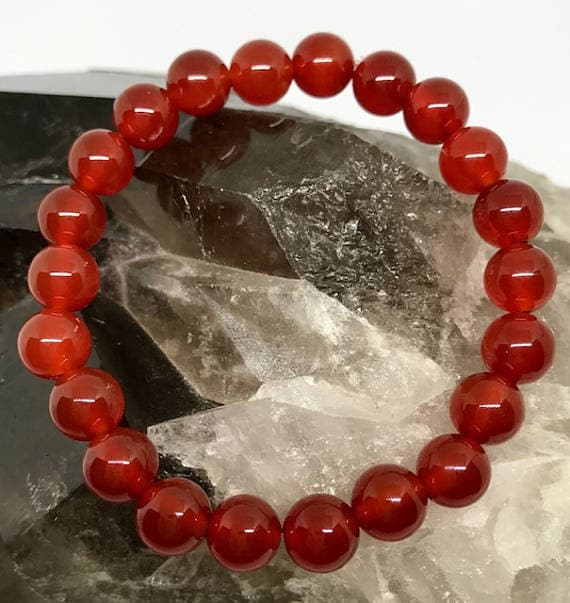 Carnelian Power Bead Crystal Bracelet - Healing Crystal Gemstone Bracelet - Size choices 8mm Code- WAR6977