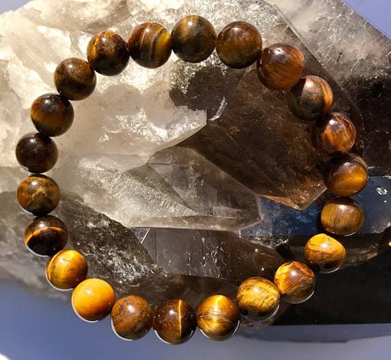 Tigers Eye Power Bead Crystal Bracelet - Healing Crystal Gemstone Bracelet - Size choices 8mm Code- WAR6987