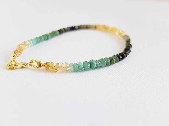 AAA++ Rare Quality Citrine, garnet,Tourmaline,shaded Multi Gemstone Bracelet Mixed Semi Precious Gemstone Bracelet tourmaline Jewelry,Multicolor gemstone Gold  3/4 mm Code- TJH127