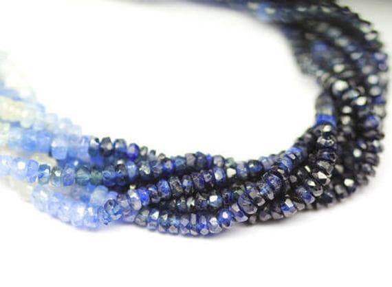 1 strand shaded blue sapphire rondelle faceted 16'' long strand gemstone beads, jewelry supplies for jewelry making, bulk beads, for meditation jewellery for Reiki Healing  gemstone 3.5mm