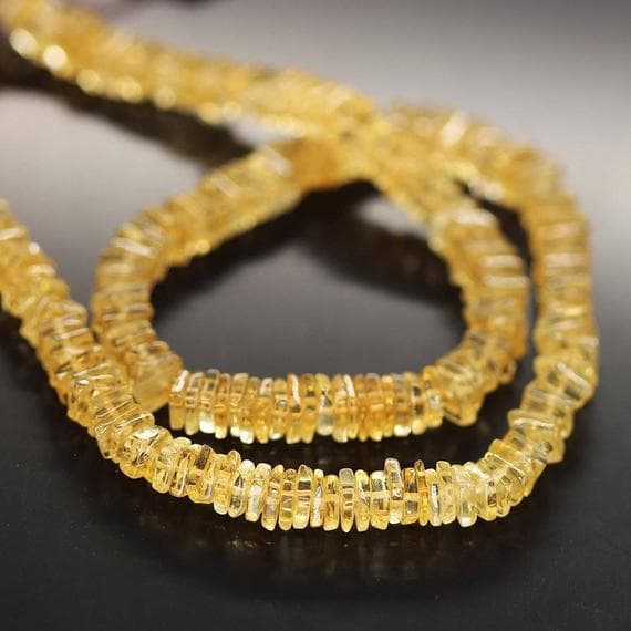 1 strand citrine heishi cube smooth 16'' long strand gemstone beads, jewelry supplies for jewelry making, bulk beads, for meditation jewellery for Reiki Healing  gemstone 5mm