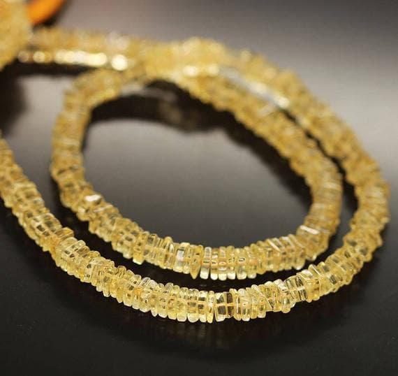 1 strand citrine heishi cube smooth 16'' long strand gemstone beads, jewelry supplies for jewelry making, bulk beads, for meditation jewellery for Reiki Healing  gemstone 4.5mm