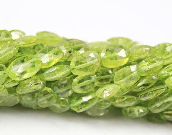 1 strand peridot oval faceted 10'' long strand gemstone beads, jewelry supplies for jewelry making, bulk beads, for meditation jewellery for Reiki Healing  gemstone size 6mm to 8mm