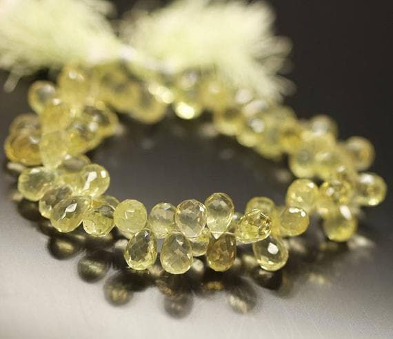 1 strand lemon quartz tear drop faceted 8'' long strand gemstone beads, jewelry supplies for jewelry making, bulk beads, for meditation jewellery for Reiki Healing  gemstone 11mm to 10mm