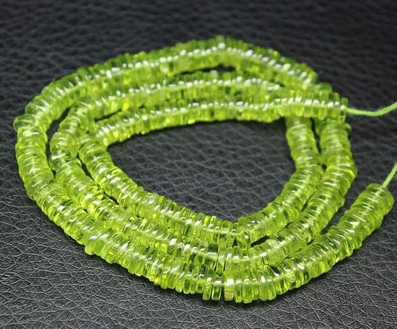 1 strand peridot tyre rondelle smooth 13'' long strand gemstone beads, jewelry supplies for jewelry making, bulk beads, for meditation jewellery for Reiki Healing  gemstone size 5mm to 6mm