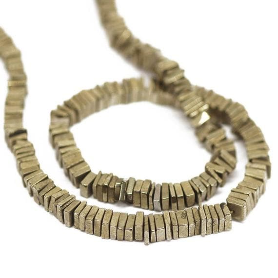 1 strand pyrite heishi cube square smooth 16'' long strand gemstone beads, jewelry supplies for jewelry making, bulk beads, for meditation jewellery for Reiki Healing  gemstone 5mm
