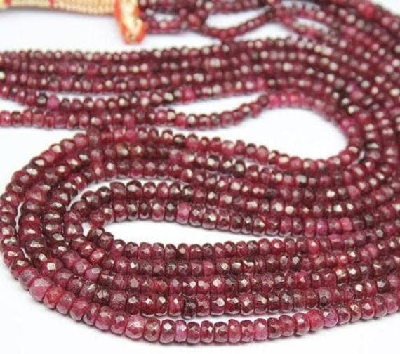 1 strand red ruby rondelle faceted 9'' long strand gemstone beads, jewelry supplies for jewelry making, bulk beads, for meditation jewellery for Reiki Healing  gemstone 4mm to 5mm