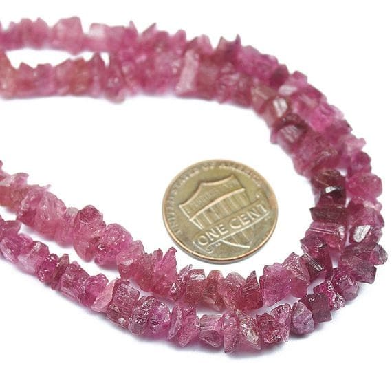 1 strand pink rubellite tourmaline slice, chips smooth 8'' long strand gemstone beads, jewelry supplies for jewelry making,  for meditation jewellery for Reiki Healing  gemstone 4mm to 7mm