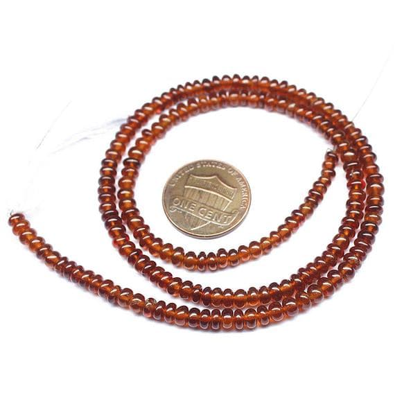 1 strand hessonite garnet rondelle smooth 16'' long strand gemstone beads, jewelry supplies for jewelry making, bulk beads, for meditation jewellery for Reiki Healing  gemstone 3mm to 4mm