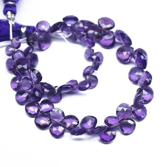 1 strand purple amethyst heart drop faceted 8'' long strand gemstone beads, jewelry supplies for jewelry making, bulk beads, for meditation jewellery for Reiki Healing  gemstone 4mm to 7mm