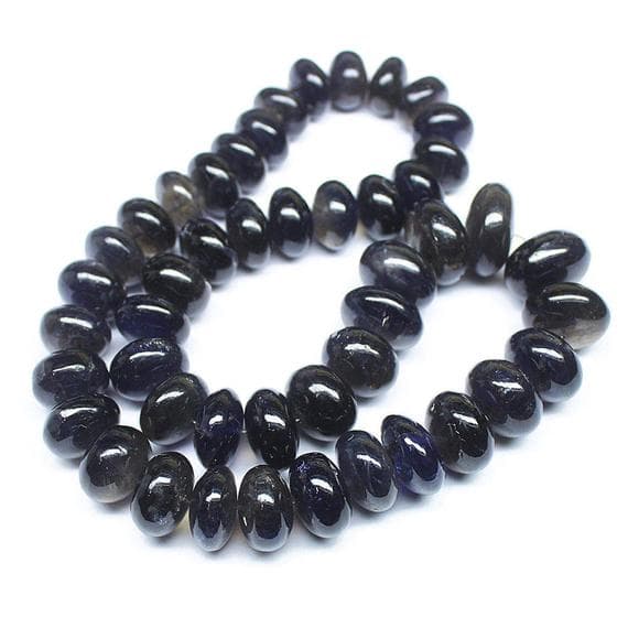 1 strand blue iolite sapphire rondelle smooth 16'' long strand gemstone beads, jewelry supplies for jewelry making, bulk beads, for meditation jewellery for Reiki Healing  gemstone 12mm to 19mm