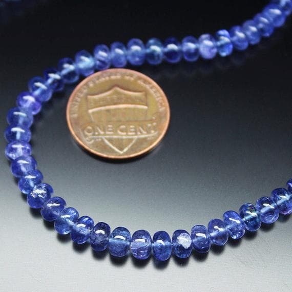 1 strand blue tanzanite rondelle smooth 13'' long strand gemstone beads, jewelry supplies for jewelry making, bulk beads, for meditation jewellery for Reiki Healing  gemstone 4mm to 5mm