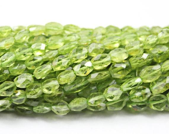 1 strand peridot oval faceted 14'' long strand gemstone beads, jewelry supplies for jewelry making, bulk beads, for meditation jewellery for Reiki Healing  gemstone size 7mm to 8mm