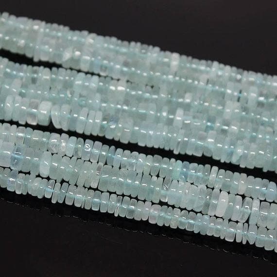 1 strand blue aquamarine heishi cube smooth 16'' long strand gemstone beads, jewelry supplies for jewelry making, bulk beads, for meditation jewellery for Reiki Healing  gemstone 5mm to 8mm