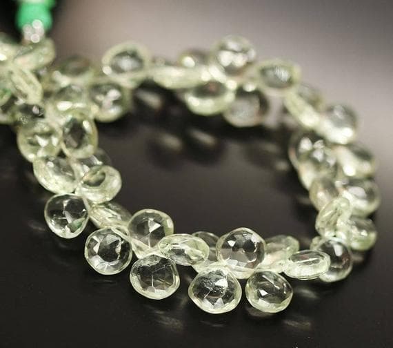 1 strand green amethyst heart drop faceted 7'' long strand gemstone beads, jewelry supplies for jewelry making, bulk beads, for meditation jewellery for Reiki Healing  gemstone 8mm