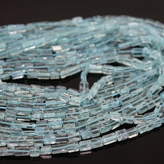 1 strand blue aquamarine rectangle chicletsmooth 14'' long strand gemstone beads, jewelry supplies for jewelry making,  for meditation jewellery for Reiki Healing  gemstone 3mm to 6mm