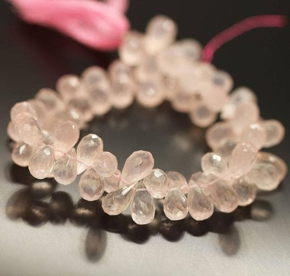1 strand rose quartz tear drop faceted 8'' long strand gemstone beads, jewelry supplies for jewelry making, bulk beads, for meditation jewellery for Reiki Healing  gemstone 11mm to 12mm