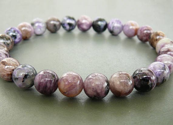 Charoite bracelet 8mm charoite beads Genuine Russian Charoite Bracelet Gemstone Bracelet for womens gift Charoite Jewelry Purple Bracelet Code- WAR9144