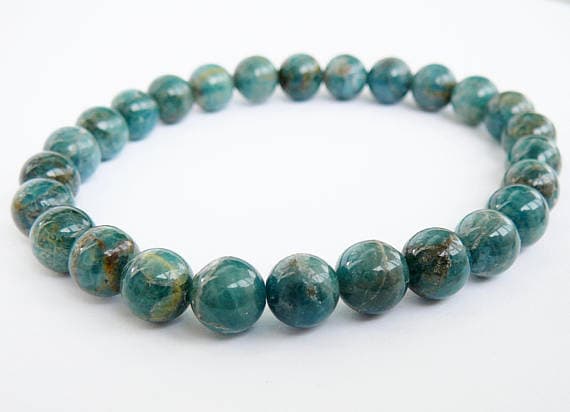 Apatite bracelet 8mm Natural Apatite beads Genuine Blue Apatite Bracelet Gemstone Bracelet Apatite Jewelry Healing Stone Meditation bracelet Code- WAR9149