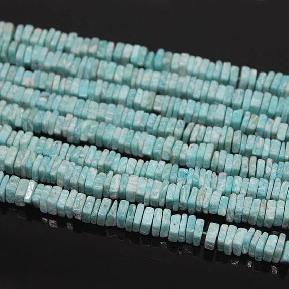 1 strand amazonite heishi cube smooth 17'' long strand gemstone beads, jewelry supplies for jewelry making, bulk beads, for meditation jewellery for Reiki Healing  gemstone 4mm
