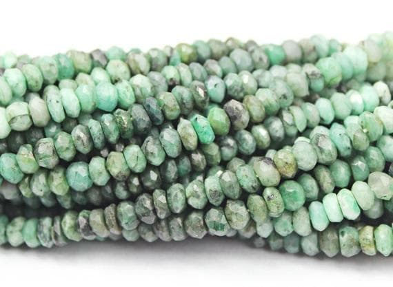 1 strand emerald rondelle faceted 14'' long strand gemstone beads, jewelry supplies for jewelry making, bulk beads, for meditation jewellery for Reiki Healing  gemstone 4mm