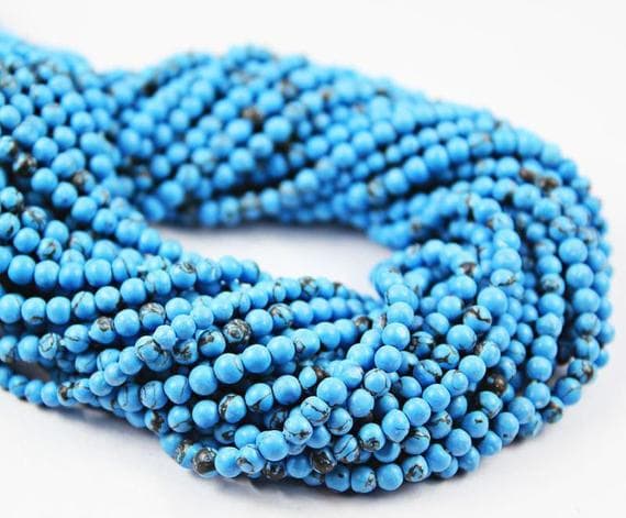 1 strand chinese turquoise round ball smooth 14'' long strand gemstone beads, jewelry supplies for jewelry making, bulk beads, for meditation jewellery for Reiki Healing  gemstone 5mm