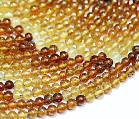 1 strand hessonite garnet round ball smooth 14'' long strand gemstone beads, jewelry supplies for jewelry making, bulk beads, for meditation jewellery for Reiki Healing  gemstone 3mm