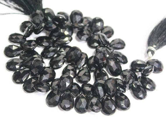 1 strand black spinel pear drop faceted 11'' long strand gemstone beads, jewelry supplies for jewelry making, bulk beads, for meditation jewellery for Reiki Healing  gemstone 14mm