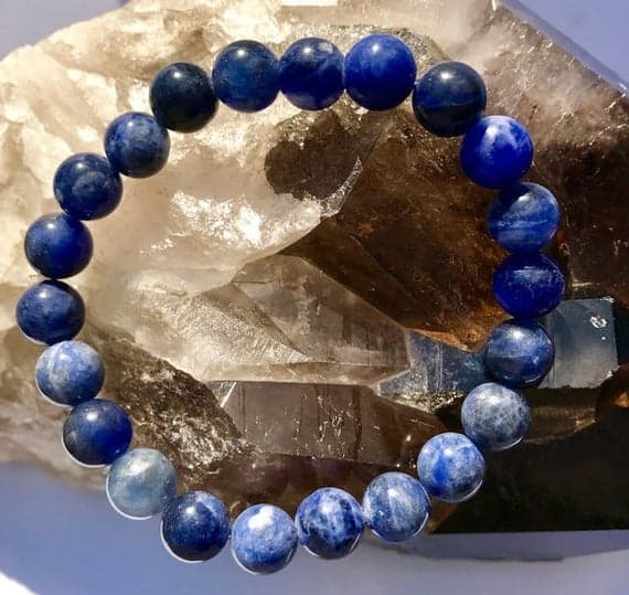 Sodalite Power Bead Crystal Bracelet - Healing Crystal Gemstone Bracelet - Size choices 8mm Code- WAR6973
