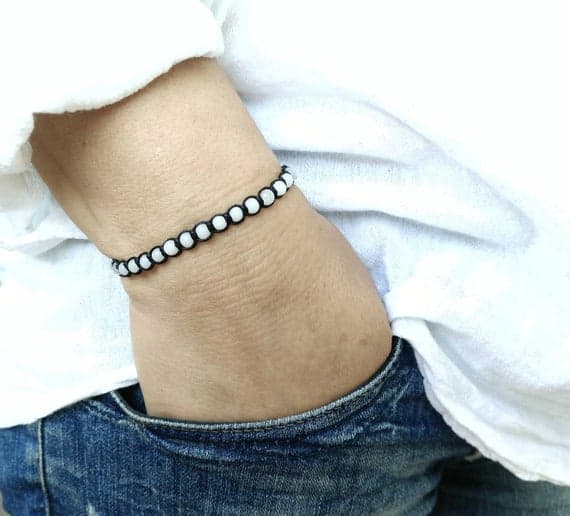 Personalized Gift 4mm White Milk Quartz SHAMBALLA Adjustable Bracelet Drum, Smooth 18cm for mens, womens, gf, bf and adults.