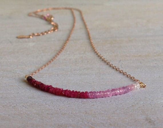 Rose Gold Chain Necklace, Sapphire Pink Shaded, gold filled 14K gold, 925 silver plated 2.2 mm Code- WAR6352