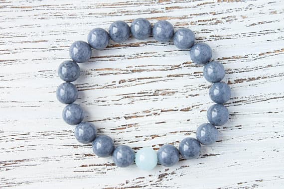 Gray Blue Amazonite Jade Bracelet Mom Bracelet Sister Bracelet Cousin Gift Slate Gray Cute Arm Candy Light Blue Venus Bracelet Blue Crystals 8mm  Code- WAR9187