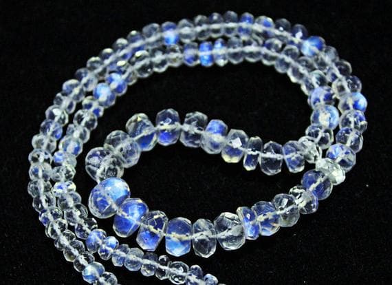 1 strand blue moonstone rondelle faceted 18'' long strand gemstone beads, jewelry supplies for jewelry making, bulk beads, for meditation jewellery for Reiki Healing  gemstone 5mm to 7mm