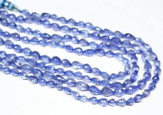 1 strand blue iolite sapphire tear drop faceted 8'' long strand gemstone beads, jewelry supplies for jewelry making, bulk beads, for meditation jewellery for Reiki Healing  gemstone 5mm to 6mm