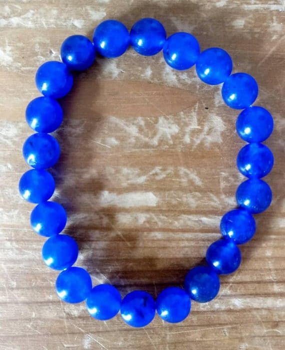 Galaxy Jewelry 8mm Blue Sapphire Stretchable Bracelet Round, Smooth 18cm for mens, womens, gf, bf and adults.