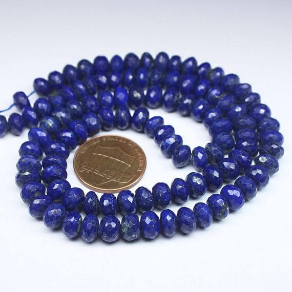 1 strand lapis lazuli rondelle faceted 15'' long strand gemstone beads, jewelry supplies for jewelry making, bulk beads, for meditation jewellery for Reiki Healing  gemstone 6mm to 7mm