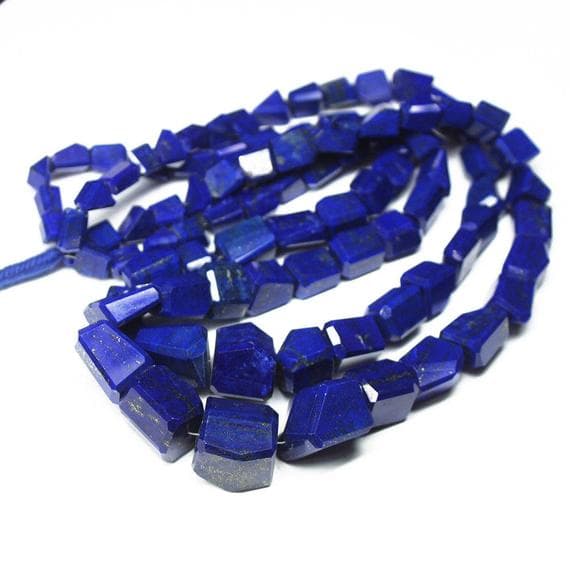 1 strand lapis lazuli tumbled, freeform faceted 18'' long strand gemstone beads, jewelry supplies for jewelry making,  for meditation jewellery for Reiki Healing  gemstone 15mm to 8mm