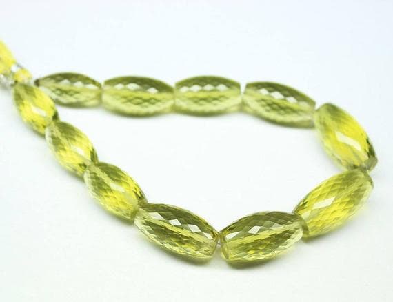 1 strand green gold lemon quartz tube faceted 6'' long strand gemstone beads, jewelry supplies for jewelry making, bulk beads, for meditation jewellery for Reiki Healing  gemstone 17mm to 10mm
