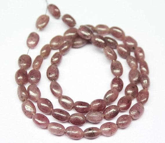 1 strand pink ruby oval smooth 7'' long strand gemstone beads, jewelry supplies for jewelry making, bulk beads, for meditation jewellery for Reiki Healing  gemstone 5mm